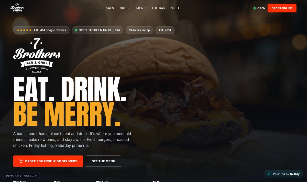 7 Brothers Bar & Grill site preview